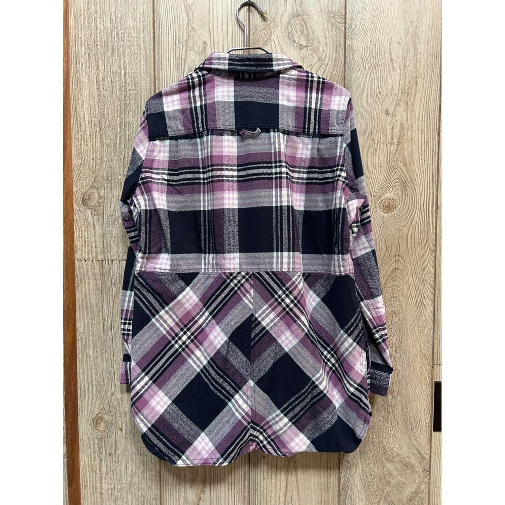 Duluth Trading Co Womens Large Purple Plaid Free Swing Flannel Button Shirt L - Picture 3 of 6